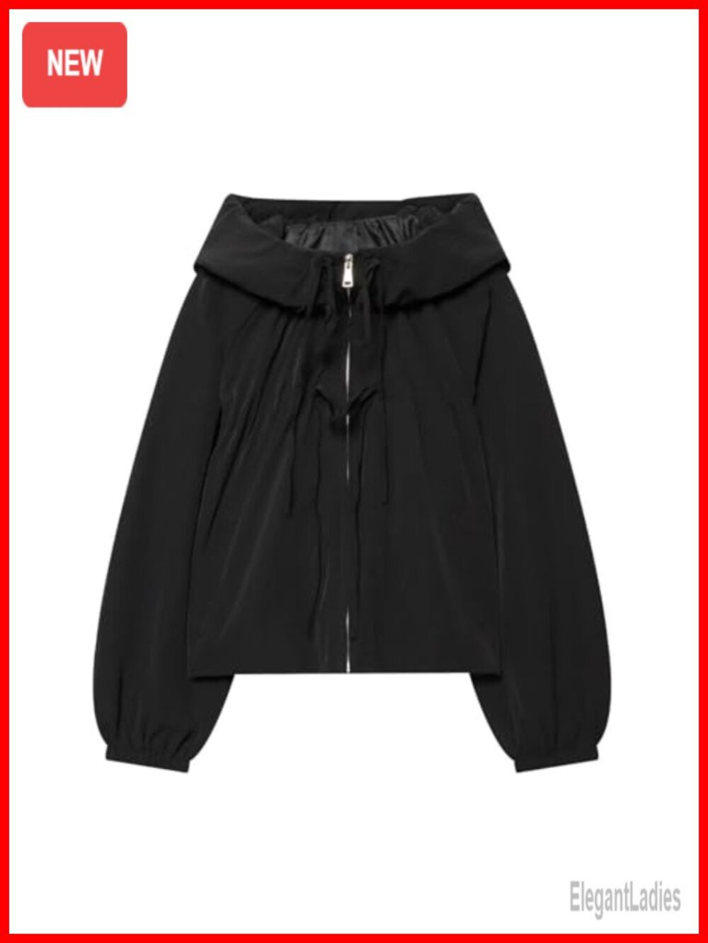 Women's Lightweight Windbreaker Jacket Oversized Hooded Crop Zip